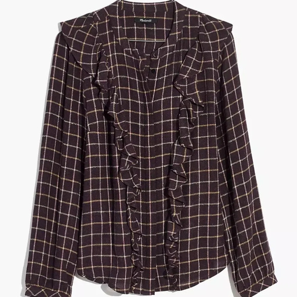 Madewell Plaid Ruffle-Front Top - Picture 2 of 9
